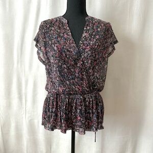 Anthropologie Dionne Blouse Multi-color floral wrap Size M NWT